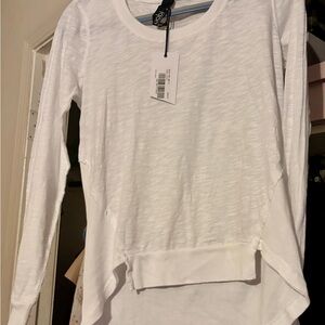 bobi Textured White Long Sleeve Top